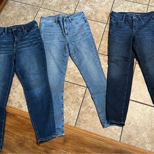 Women's AE Jeans  - Dark Blue, Light Blue, and Medium Blue